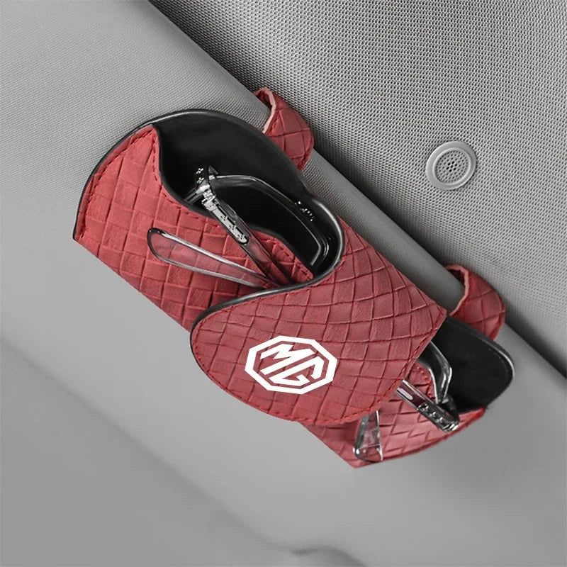 1Pc Woven Suede Car Sun Visor Sunglasses Holder for MG ZS EV HS EHS PHEV MG3 MG4 MG5 MG6 MG7 GT Dual Slot Eyeglass Storage Case