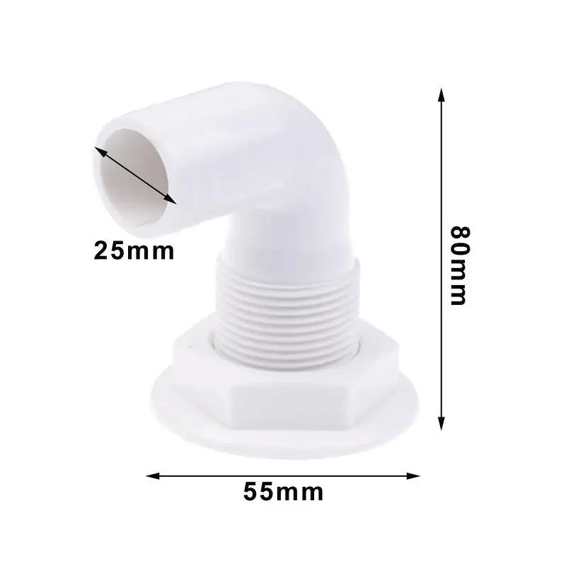 (HB05)90 Degree Marine Drainage Outlet Yacht Bilge Drainage Outlet Deck Drain Hose Pipe Elbow Bilge Pump Drain Thru Hull Fitting