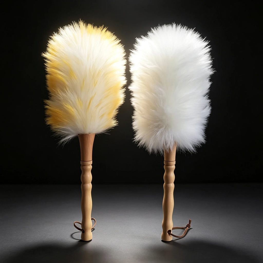 Car Duster Wool Dust Mop with Wooden Handle, Soft Anti-Scratch Detailing Brush for Car Interior Exterior Dust Removal