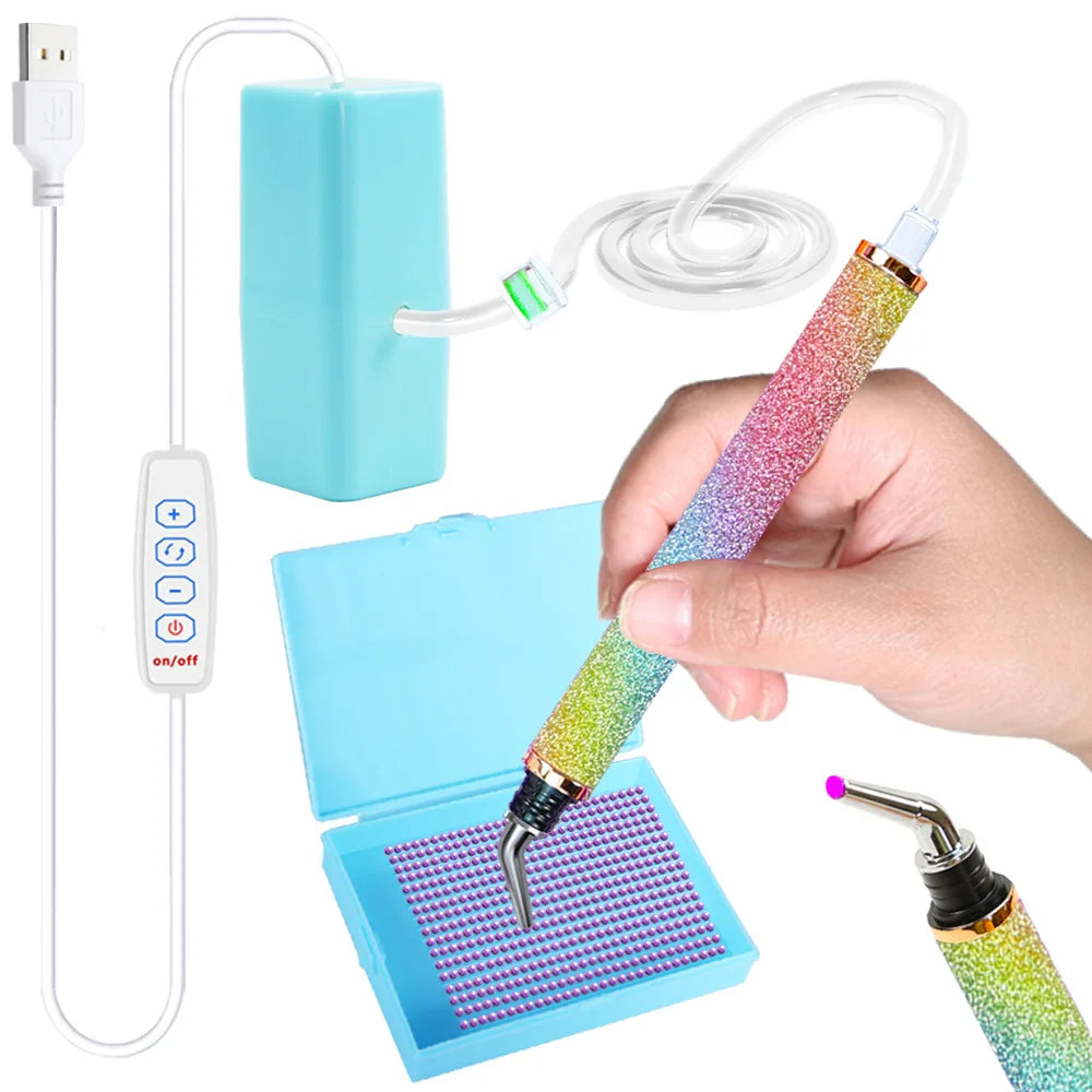 DIY Electric Diamond Art Painting Pen Set Portable Vacuum Diamond Painting Pen Kit USB Powered Diamond Suction Device for Craft