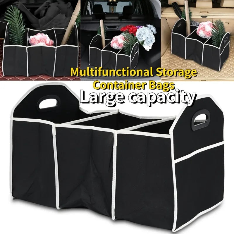 Versatile Canvas Car Trunk Organizer - Foldable Storage Box For Vehicle Essentials