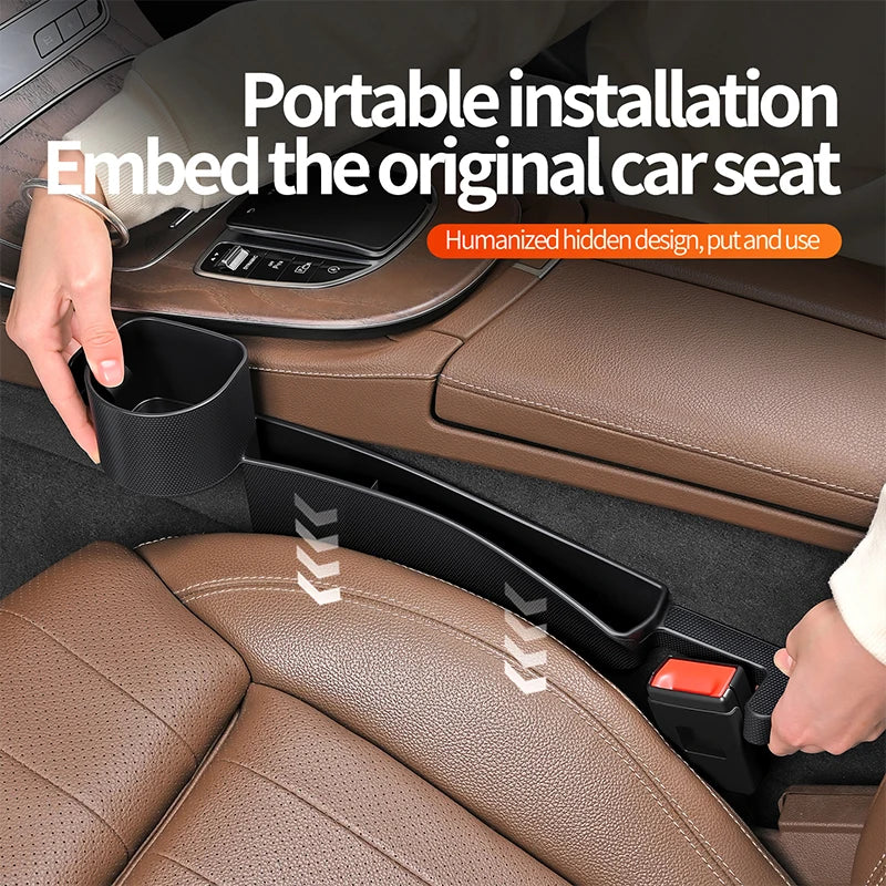 SEAMETAL Car Seat Gap Box Universal Cup Holder Organizer Soft Flexible Storage Box Phone Hook Cable Slot Cards Case Drink Stand