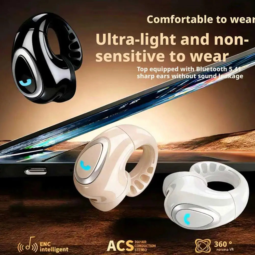 Bluetooth Earphone Clip On Monaural In-Ear Motion Stereo Bone Conduction Wireless Earphone Mini TWS For Business Sports