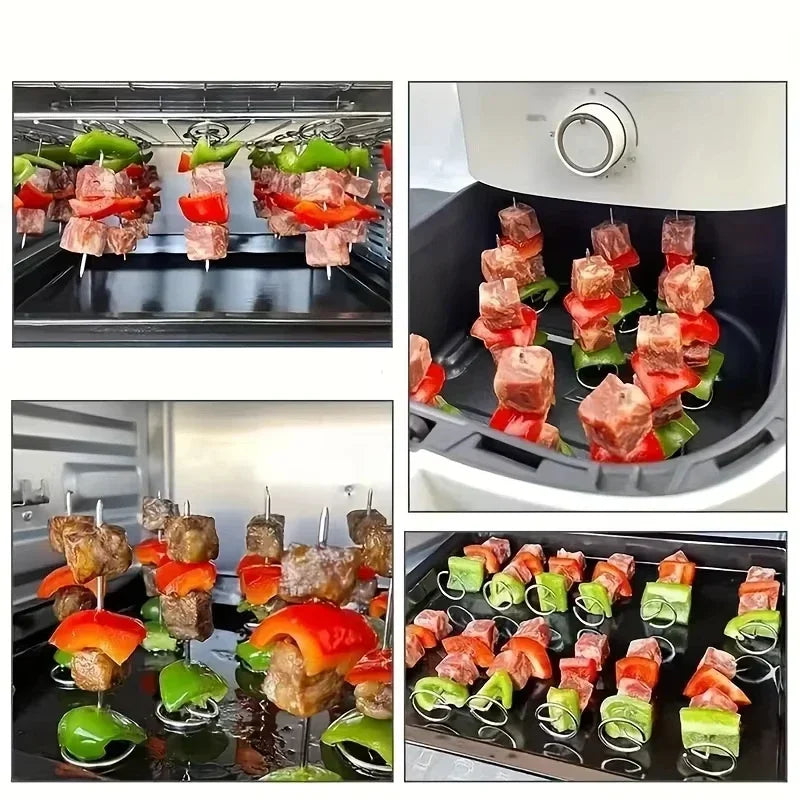 10PCS Reusable Thick Vertical Barbecue Skewers Family Set for Grilled Meat And Vegetables Lamb Kebab Needles