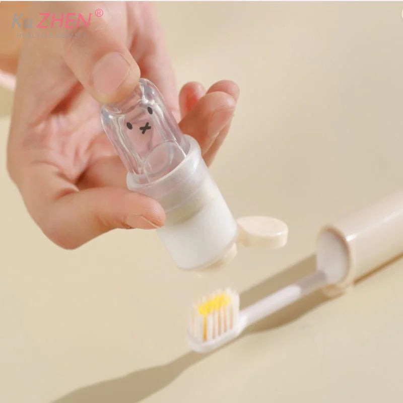 2 In1 Portable Mini Travel Toothbrush Toothpaste Set Adult Outgoing Camp Business Toothbrush Carry-on Deep Cleaning Oral Care