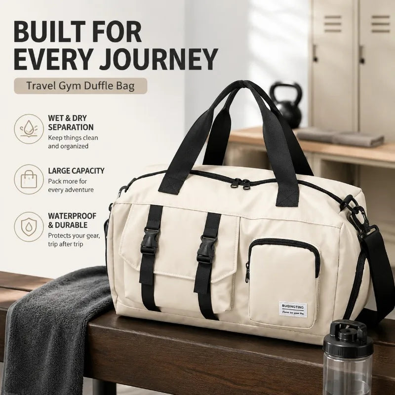 Waterproof Large Capacity Sports Duffel Bag with Dry Wet Separation Compartment Unisex Handheld Swim Storage Pouch Outdoor Gym