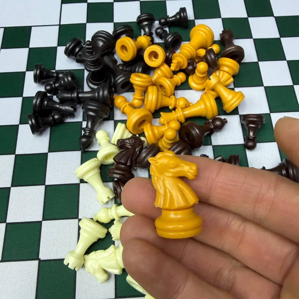 4 Players Chess Classic Board Game, 64pcs Colorful Chess（4 different color 16 PCS per color）, Chess Game for Team with Game Mat