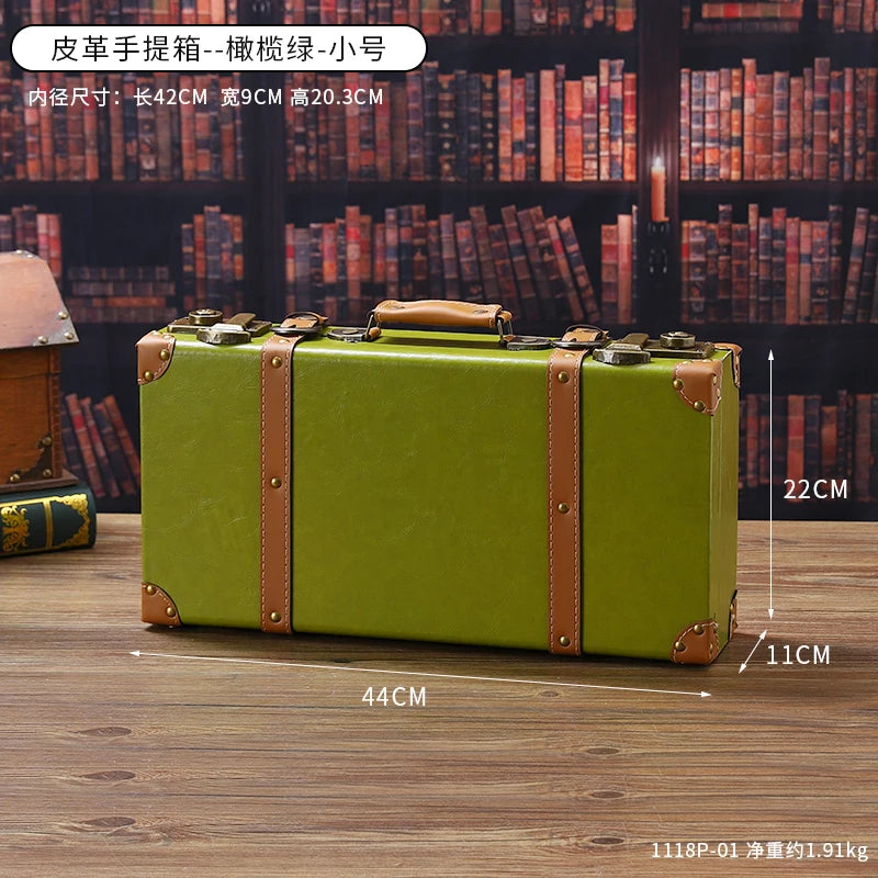 Customized Luxury Vintage Trunk Suitcase Red Travel Leather Luggage Valises Fashion Large Capacity Clothes Storage Prop Box