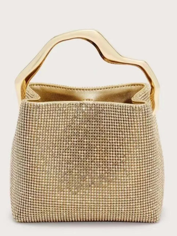 Luxury Shiny Square Rhinestone Evening Handbag Delicate Studded Diamond Tote Bag Wedding Party Purse Evening Clutch Bag