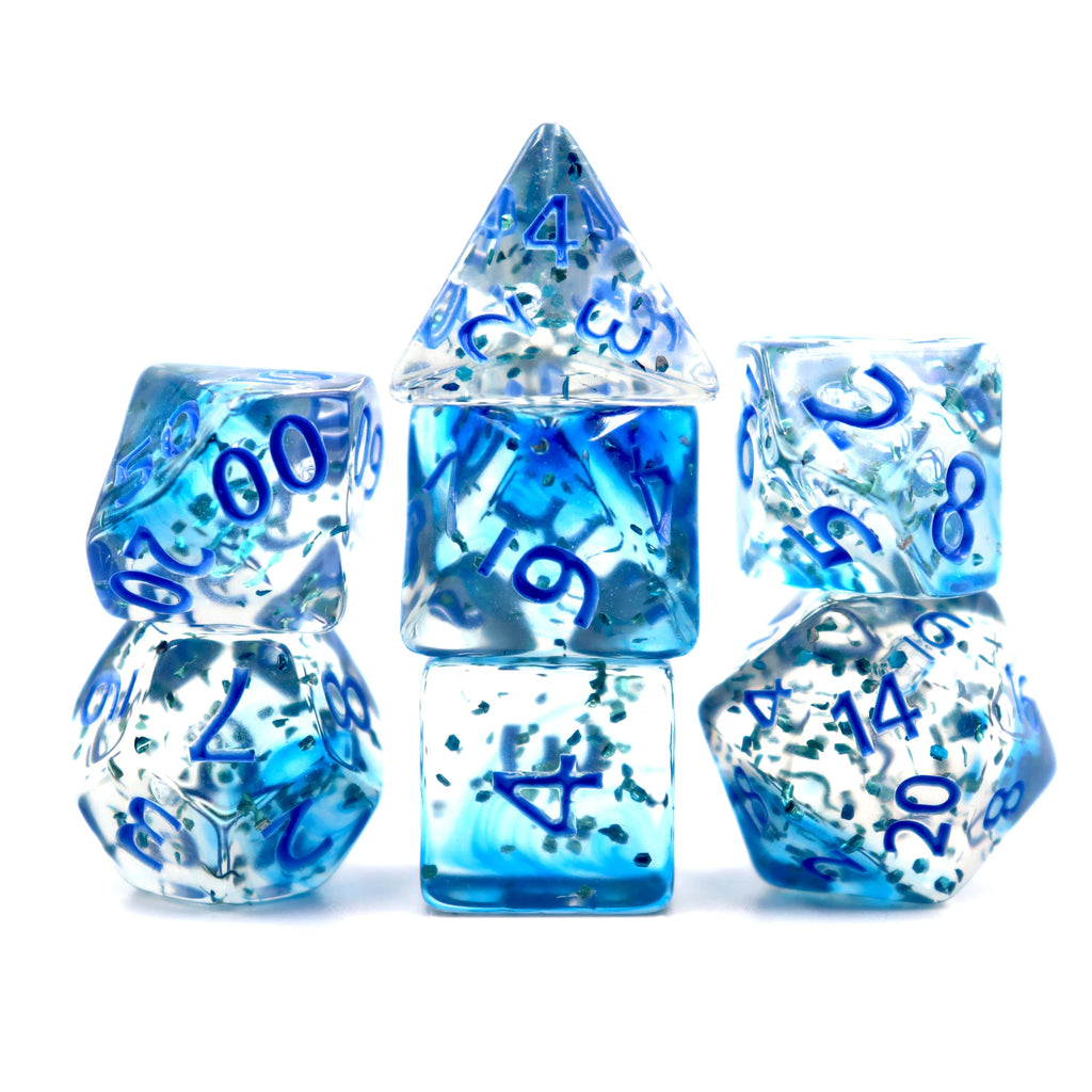 7Pcs/set Transparent Glitter Dice Set DND RPG TRPG D20 D12 D10 D00 D8 D6 D4 Tabletop Games Kids Toy Accessory