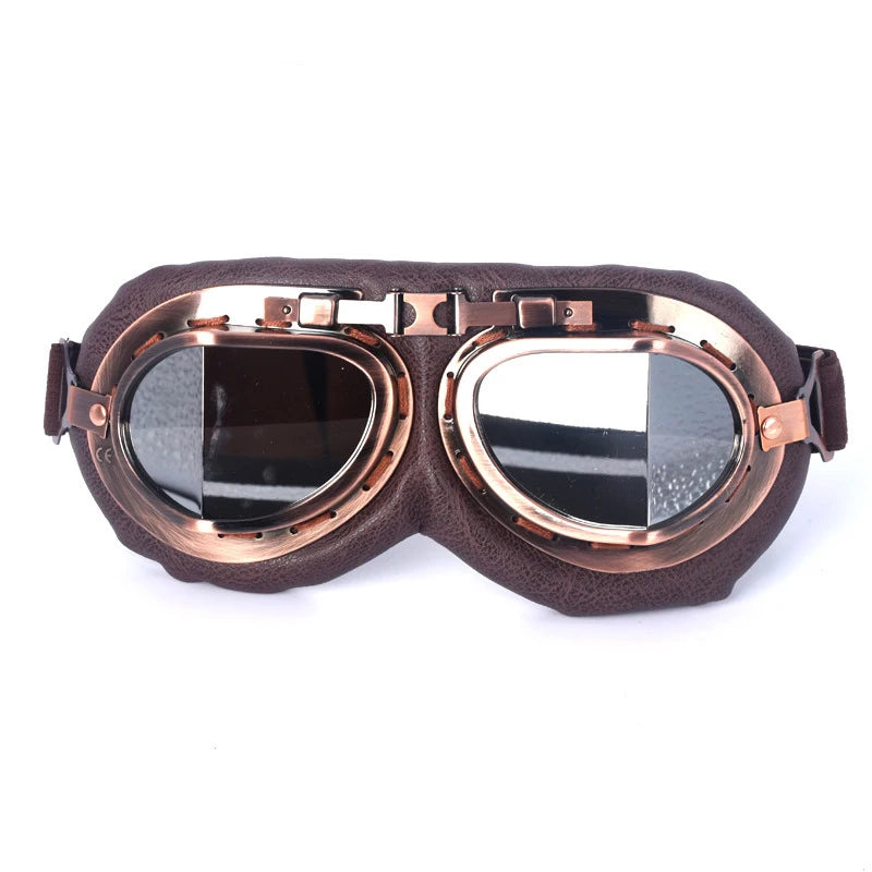 Vintage Leather Motorcycle Dirt Bike Goggles Pilot Motorbike Retro Jet Helmet Eyewear Glasses Outdoor Sports Goggle Glasses