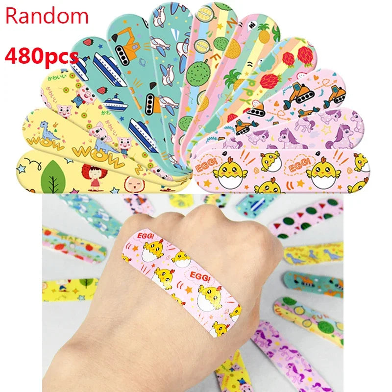 10-480Pcs Cartoon Animal Pattern Waterproof Hemostasis Kids Band Aid Stickers Adhesive Bandage Plasters for Children