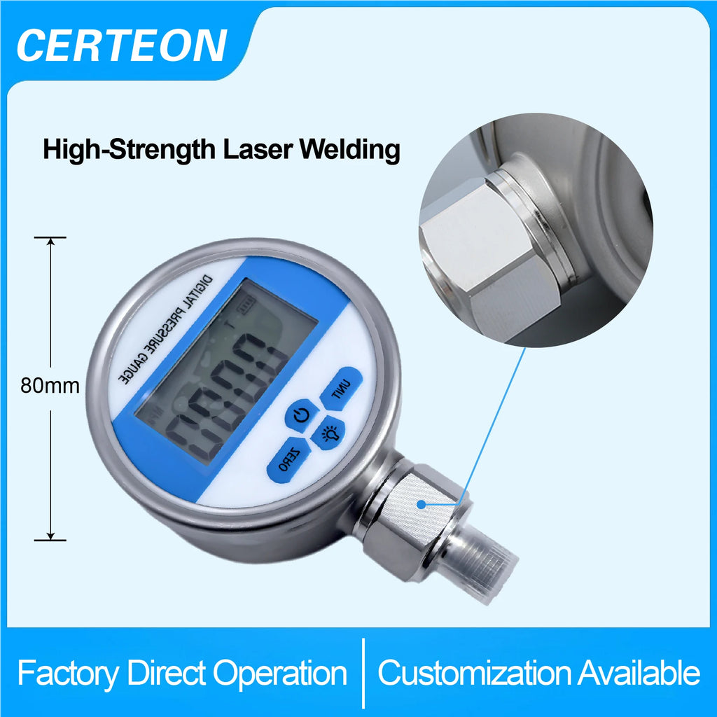 YB80A Digital Pressure Gauge High Accuracy Electronic Pressure Gauge Vacuum Positive Negative Peak Hold LCD