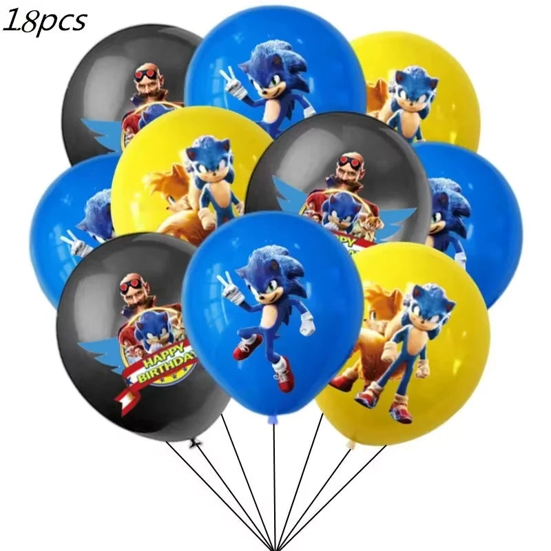 Sonic Birthday Party Supplies Hedgehog Action Figure Disposable Tableware Paper Plates Cup Knife Fork Spoon Baby Bath Toys