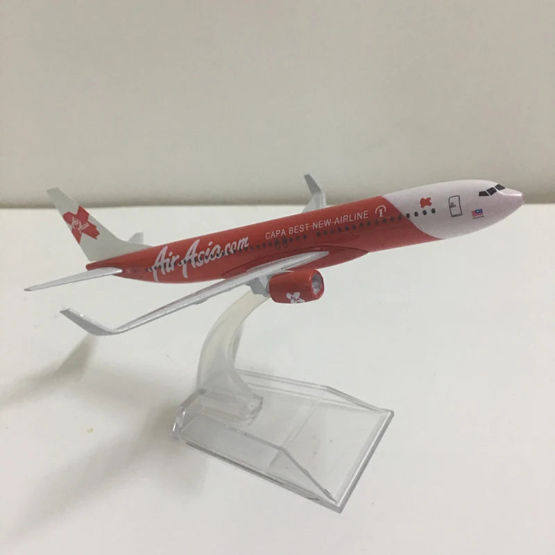 JASON TUTU 16cm AirAsia Boeing 737 Airplane Model Airplane Diecast Metal 1/400 Scale Planes
