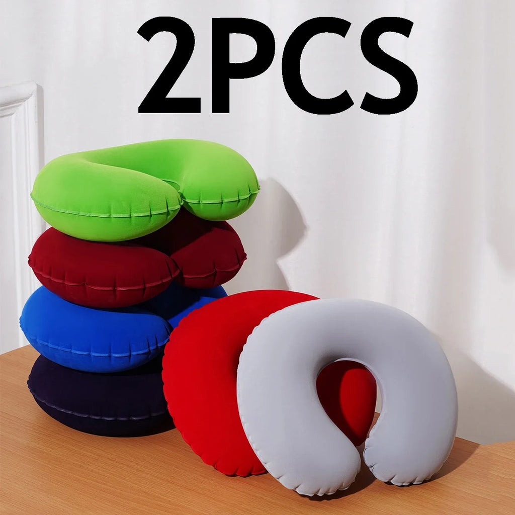 2Pcs/Pack Inflatable U-shaped Pillow, Portable Folding Neck Pillow for Travel, Suitable for Travel