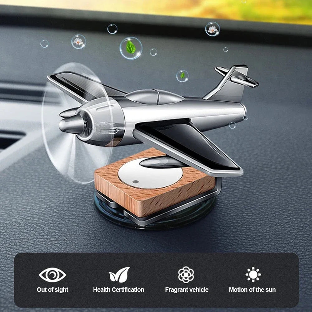 Solar Plane Car Perfume Rotating Mini Aircraft Decoration Car Air Freshener Car Decorative Accessories Car Odor Eliminator