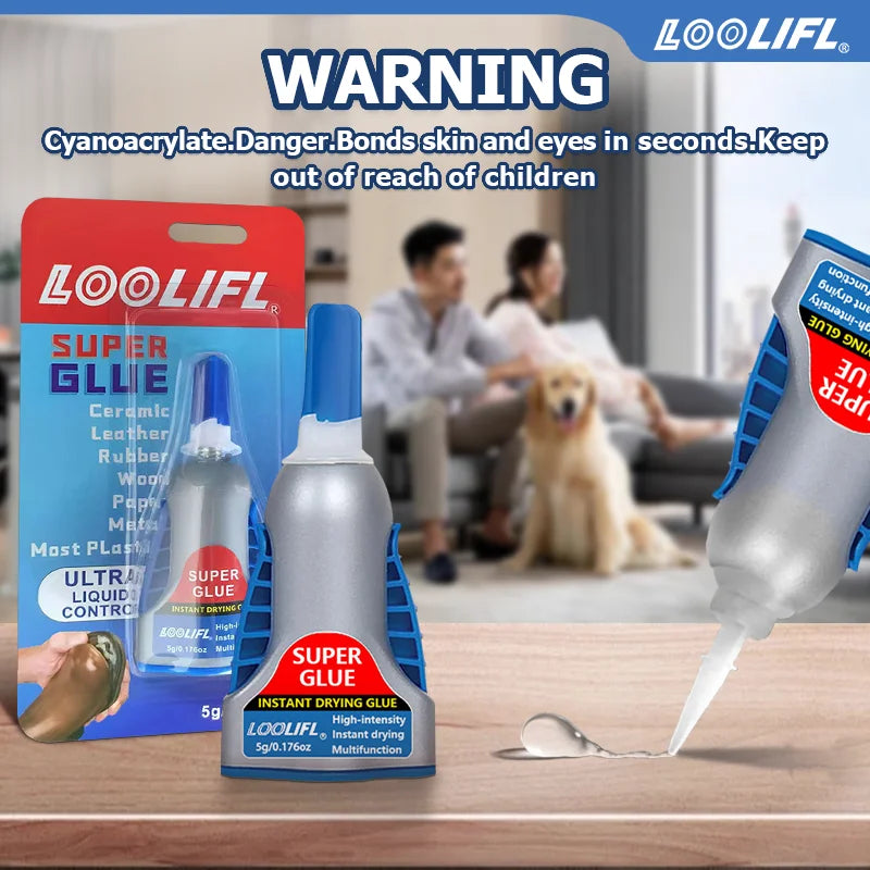 5g Super Glue Squeeze Tube Strong Adhesive Instant Dry Waterproof Home Repair for Plastic Wood Ceramic Metal
