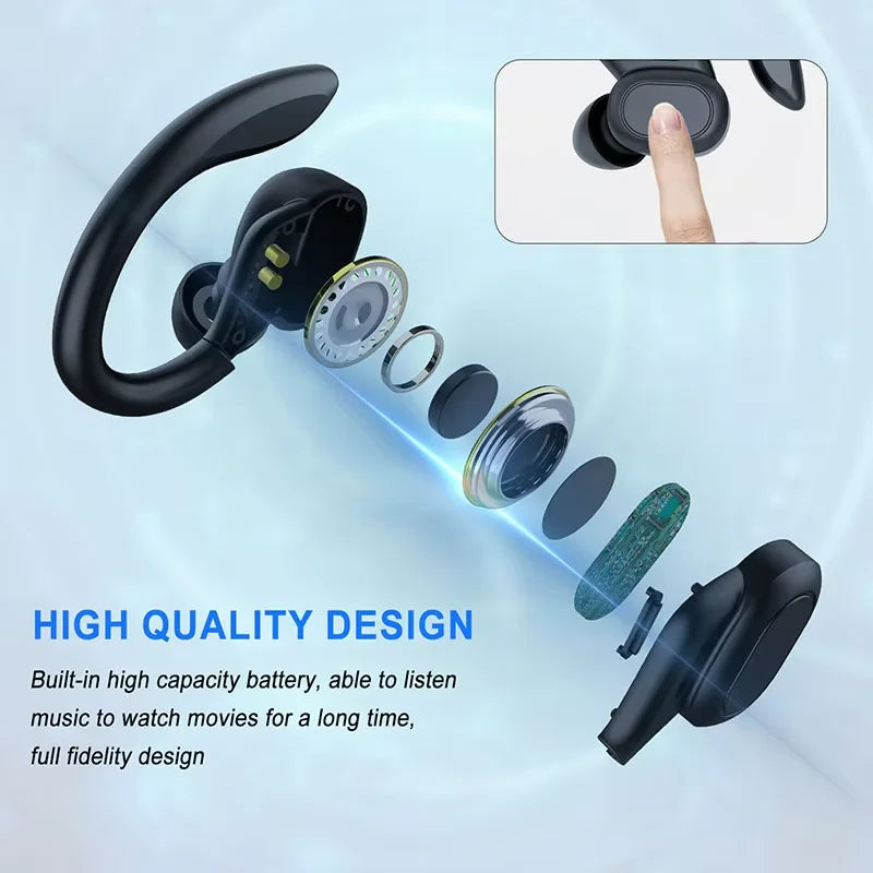 Lenovo Original EarHook Sports Earphones Wireless Bluetooth Headphones Sports in-Ear Digital Display Noise Reduction Headset
