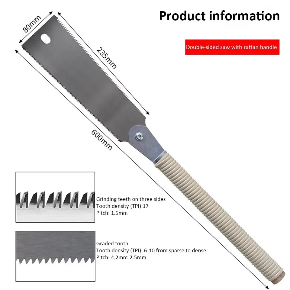 Japanese Style Pull Saw Single/Double Sided Tooth Wood Handle Saw SK5 Steel Flexible Hand Saw Garden Hand Tool for Woodworking