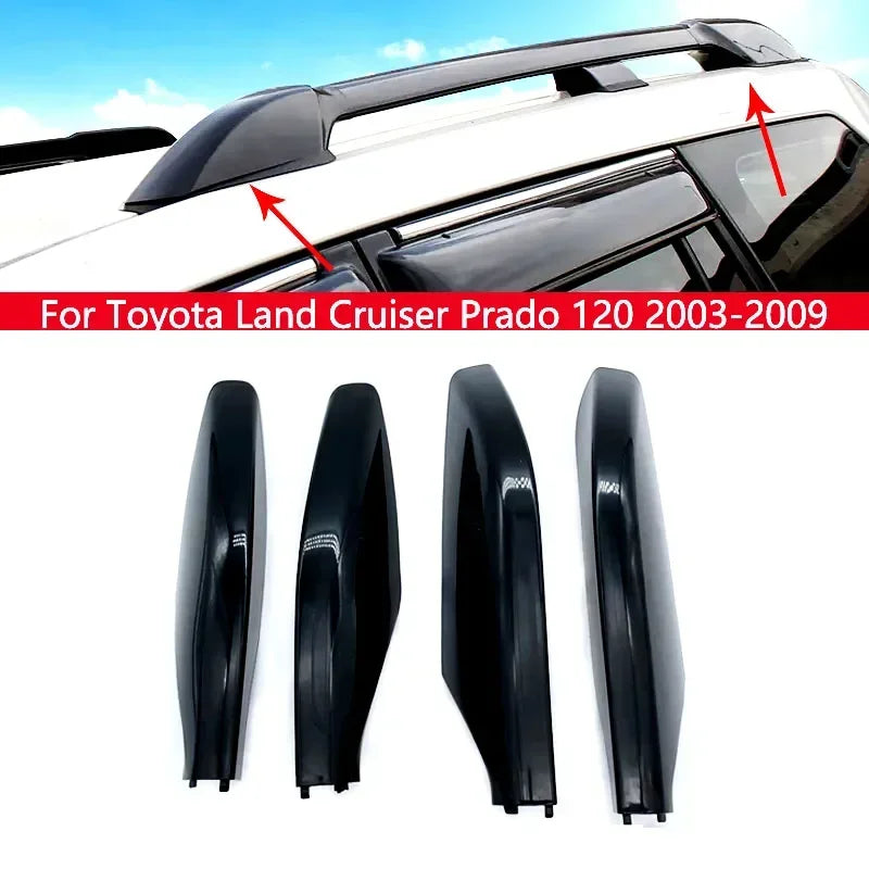 Black silver replacement fittings for Toyota Land Cruiser Prado 120 2003-2009 car roof rack track cap end trim cover housing
