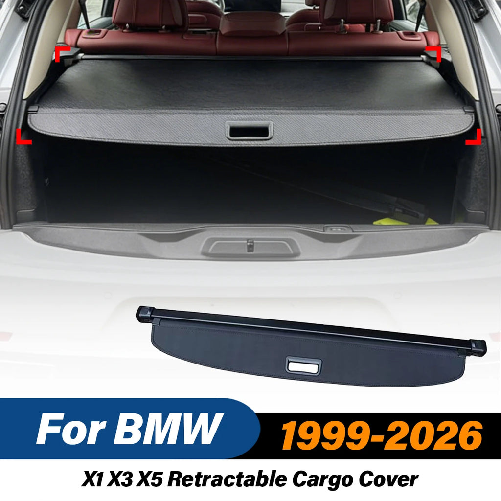 For BMW X1 X3 X5 1999-2026 Retractable Rear Trunk Cargo Cover Luggage Privacy Security Shield Parcel Shelf Car Interior Kit