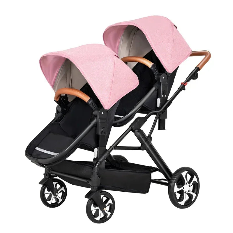 High landscape baby stroller for twins, suitable for folding four wheeled baby strollers for two children NEW 2025 kids car