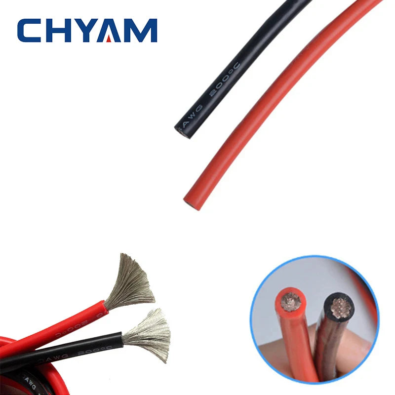 Wire Cable Soft Silicone Wire 11AWG 10AWG 9AWG 8AWG 7AWG 6AWG 4AWG 35 / 50 / 70mm2 Heat Resistant 200° Cold Resistant -60°