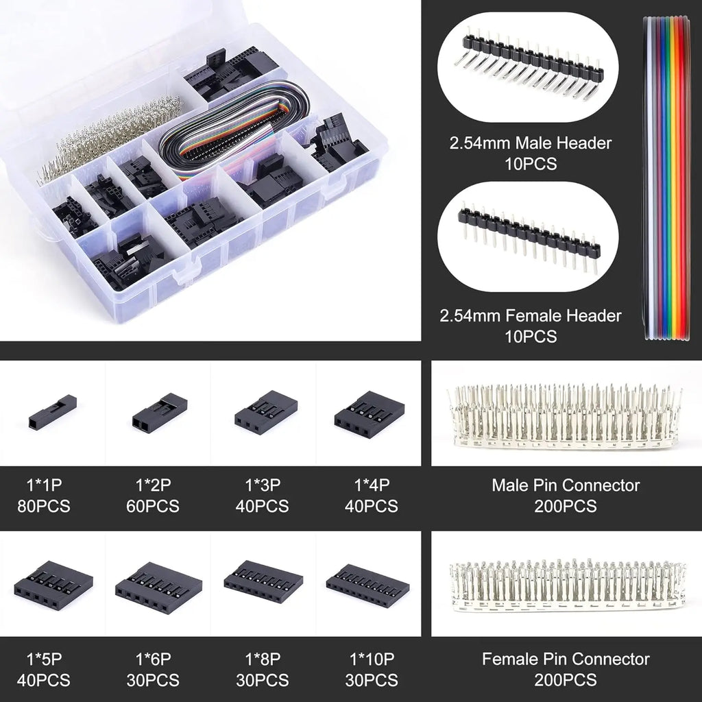 460/1550PCS Micro JST-XH Dupont Wire Connector Kit 2.54mm 2/3/4/5/6Pin Male/Female Pin Header Cable Jumper Housing Adapter