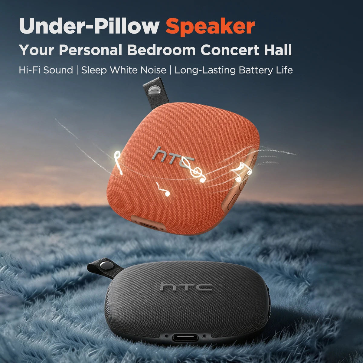 HTC WS01 Pillow Speaker Bluetooth  Built-in White Noise Sound Ultra-Thin Portable Wireless Speaker For Side Sleeper Long Battery