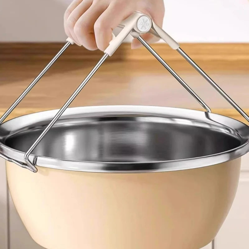 Heat Resistant Bowl Tongs, Kitchen Utensils, Steamer, Stainless Steel Plate, Elevator, Cooking Safety Clamp Tool