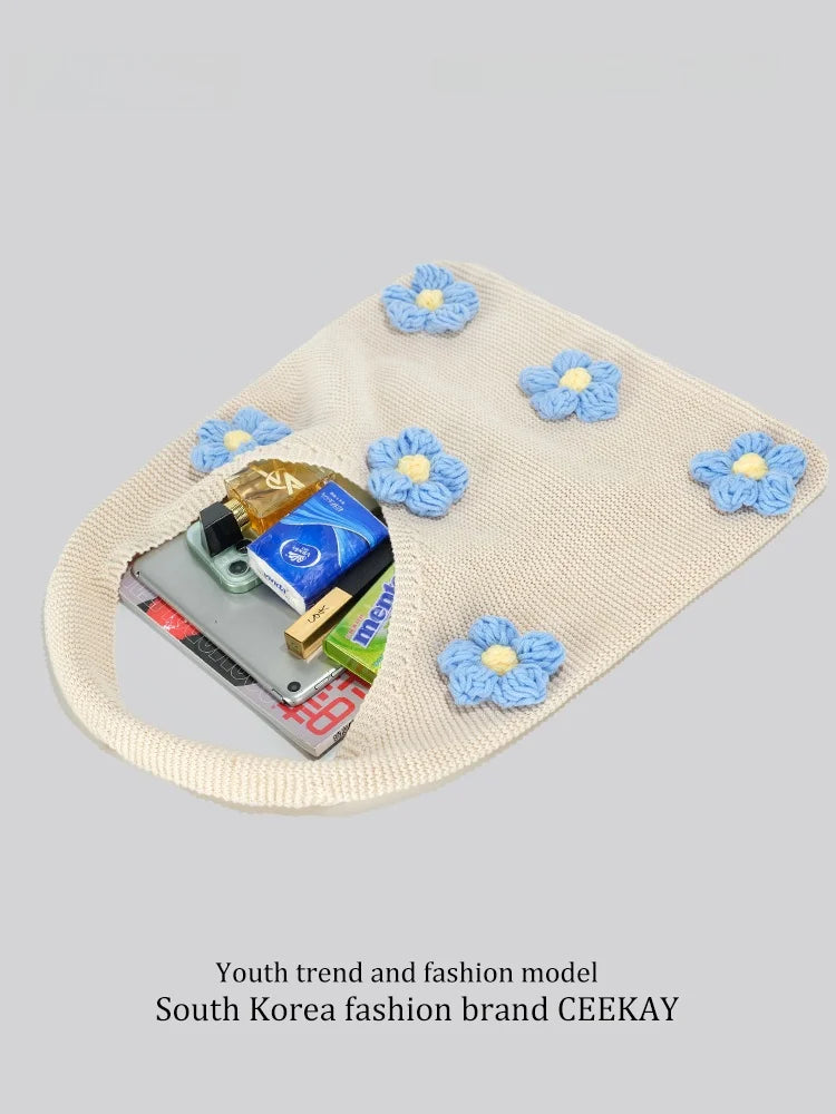 Ceekay Large Capacity Floral Underarm Tote Bag Women's Summer Beach Casual Vacation Handbag Soft Square Shape Zipper Closure