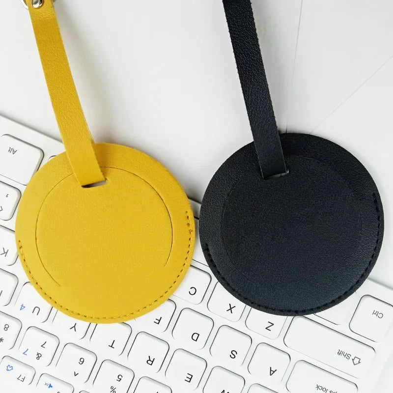 Stylish Round Luggage Tag for Air Travel - Durable Scratch-Resistant Build, Secure Buckle & Removable Contact Card