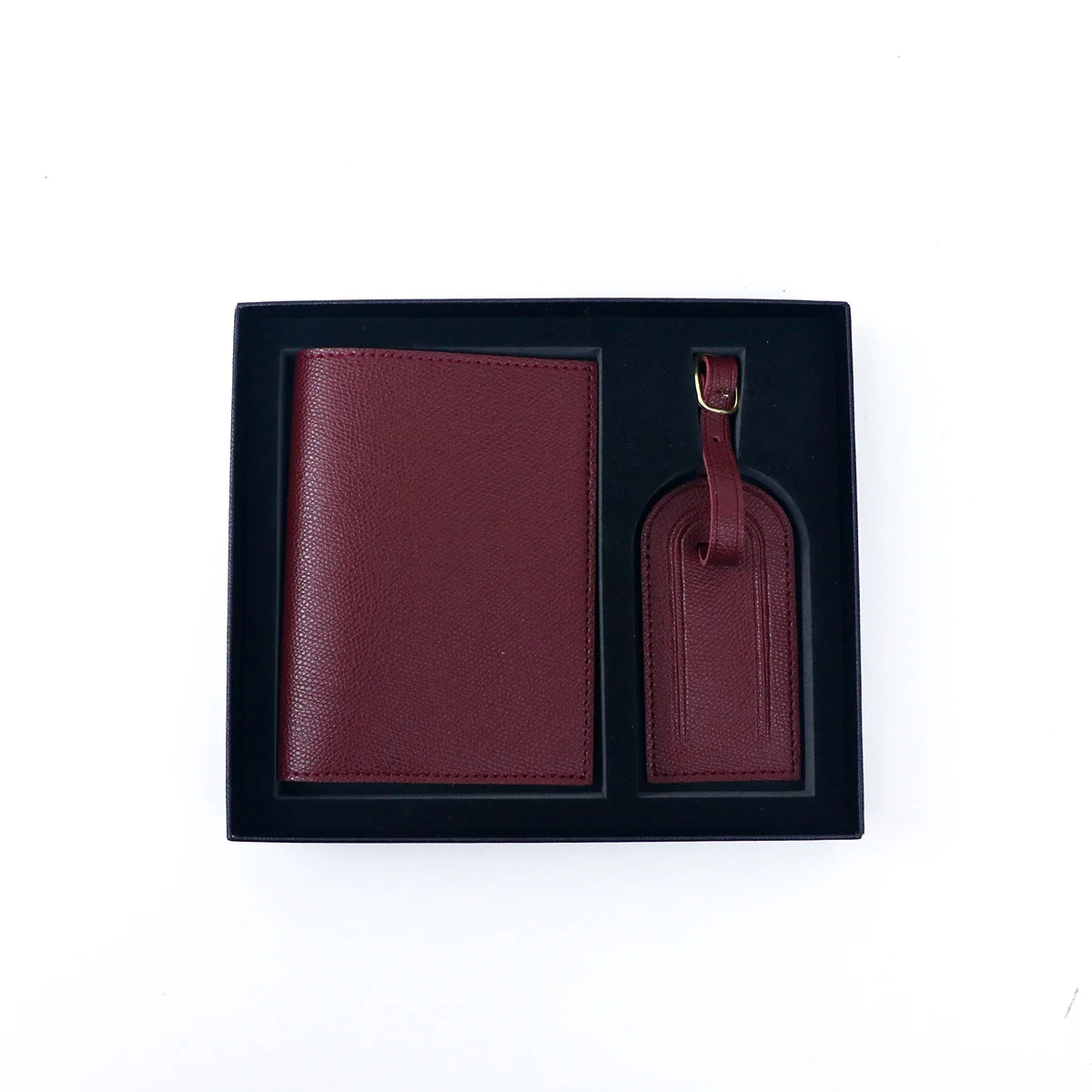 Customized name pu leather travel passport holder and luggage anti-loss label with essential travel gift box