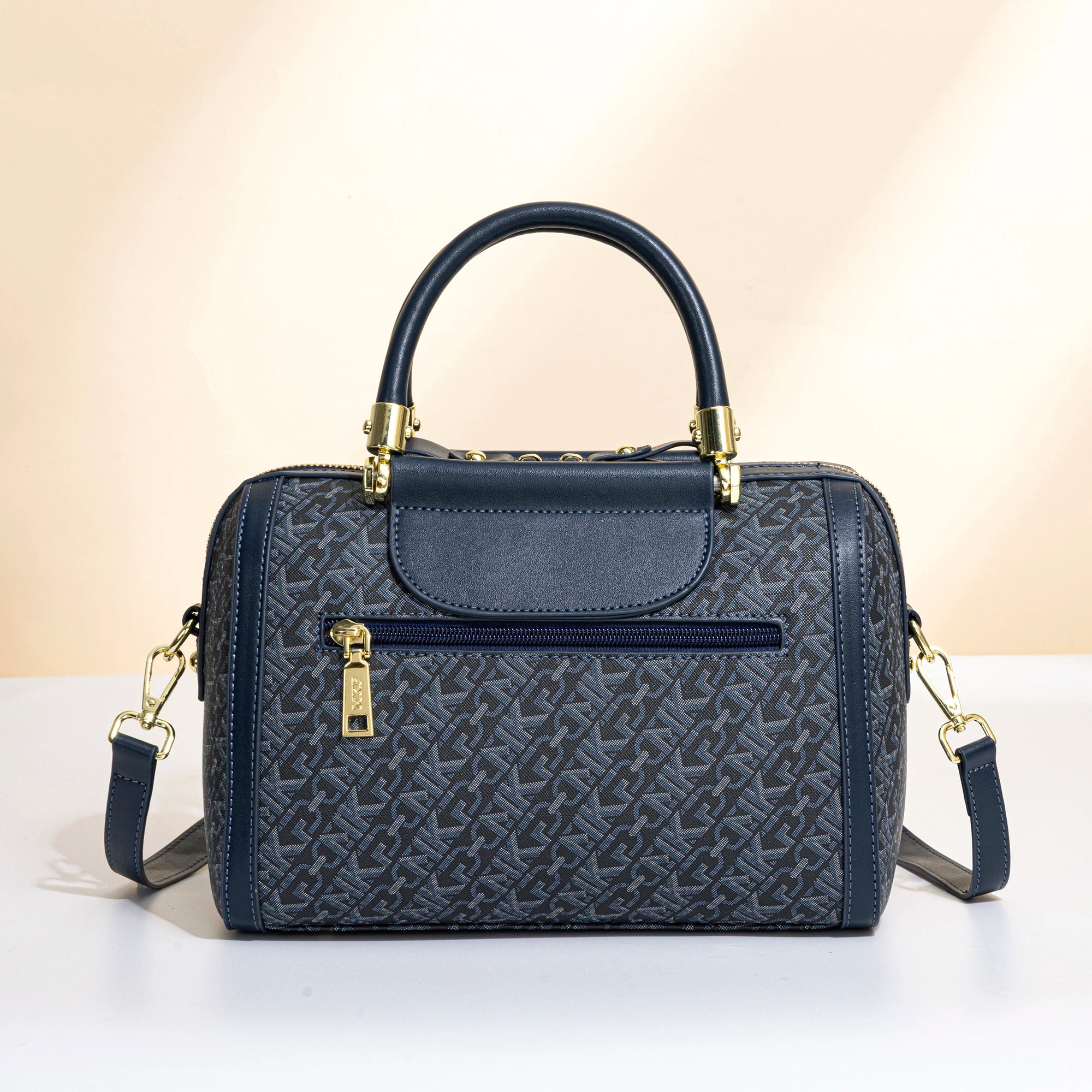 Vintage Floral Lock Boston Handbag for Women, Cylindrical Shaped Pillow Bag, Front Zipper Pocket, Detachable Adjustable Leather Crossbody Strap, Multi-Compartment Daily Commuter Shoulder Bag