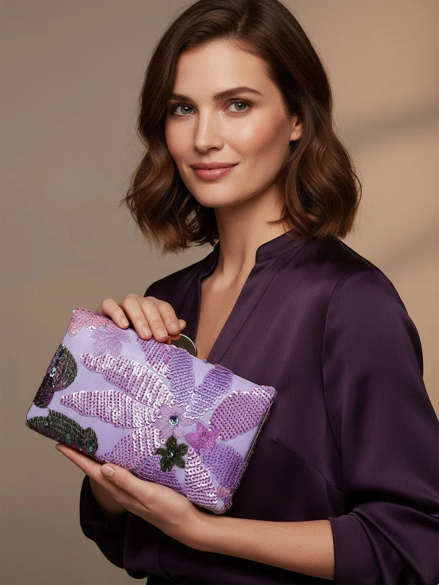 Embroidery Dinner Bag Ladies Elegant Fashion Versatile Clutch Bag Wedding Ball Party Small Square Bag [Random Pattern]