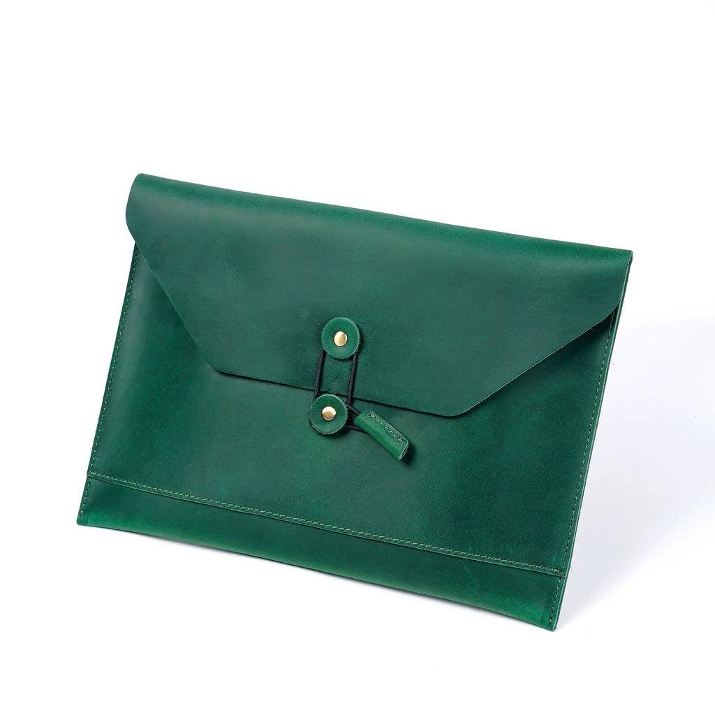 Vintage Top-Grain Leather iPad Case - Multi-Function Laptop Briefcase with Card Slots & File Organizer