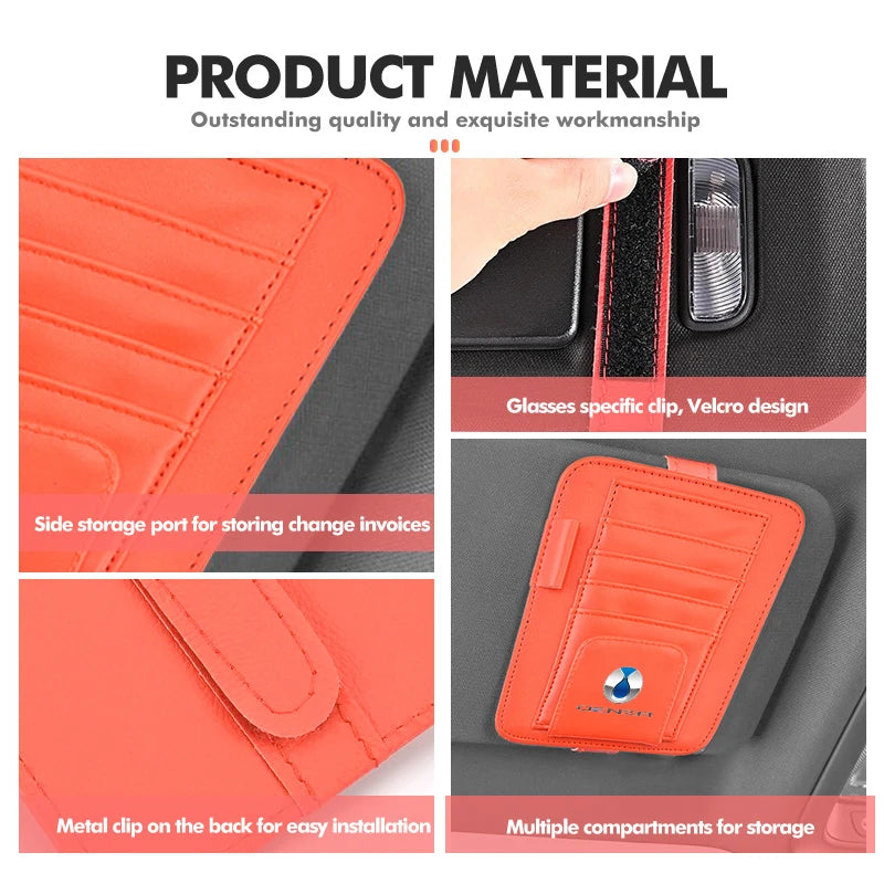 For Denza Car Sun Visor Wallet Card Bag Cover Sunglasses Holder Auto Accessories X D9 MPV EV DM-i Z9 GT N7 N8 SUV 2022 2023 N9