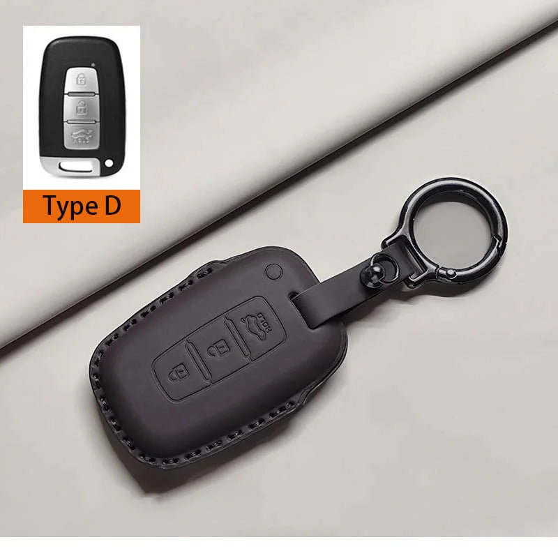 Car Remote Key Case Cover for Hyundai Grandeur GN7 Kona Ev 2023 Ionic 6 5/7 Bottons Leather Keychain Durable Luxury Accessories