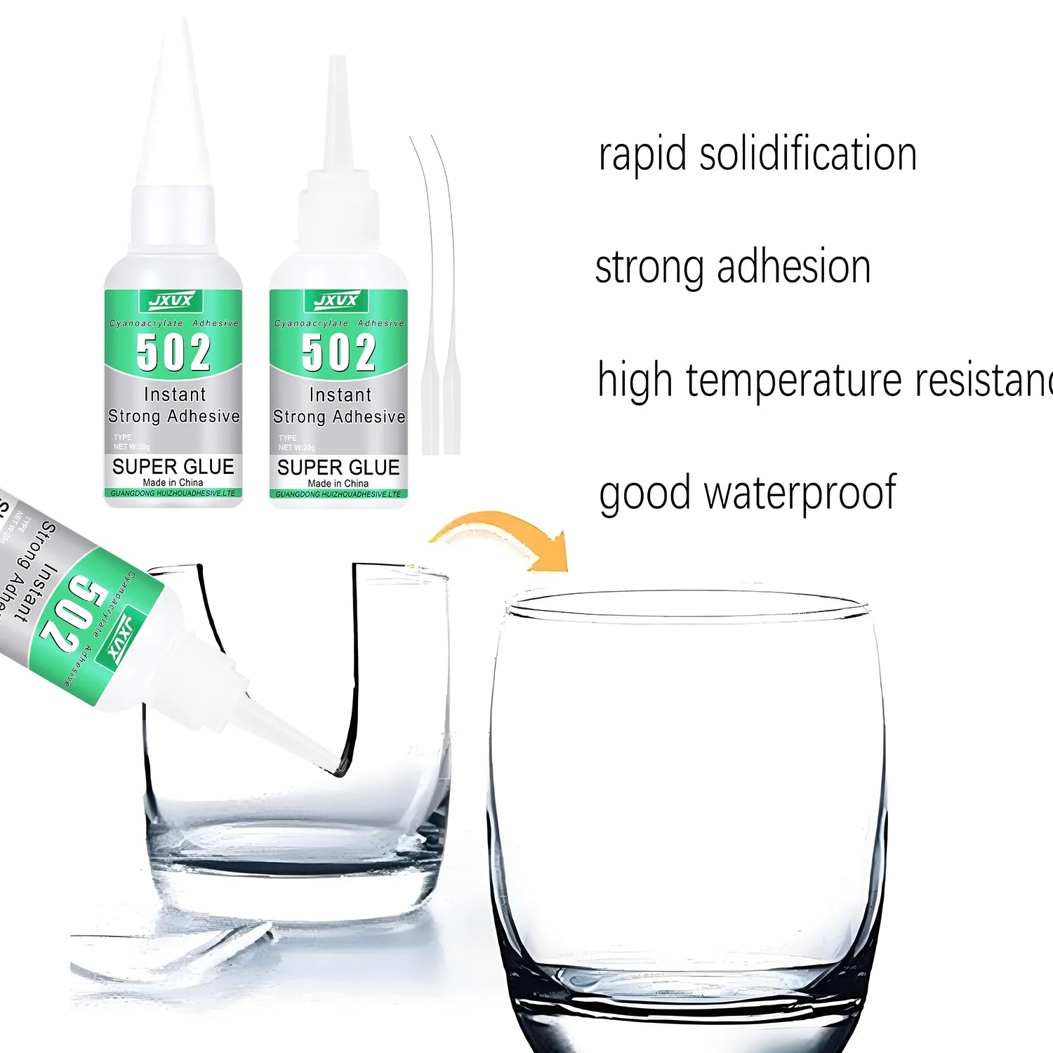 15pcs 502 Super Glue Instant Quick-drying Cyanoacrylate Transparent Adhesive Leather Rubber Wood Metal Glass Strong Bond Liquid Glass Glue High Viscosity Tool With precision dispenser 20g(0.7oz).
