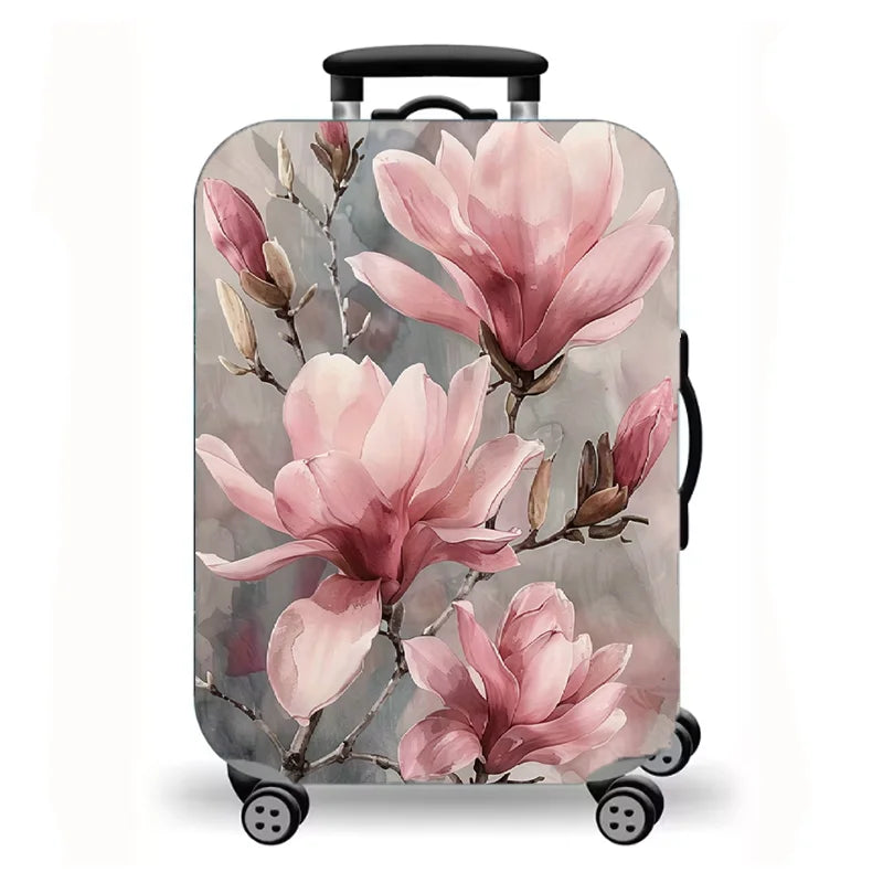 Luggage Cover, Luxury Floral Rose Print Stretch Suitcase Protector for Travel, Elegant Peony Sunflower Art Design