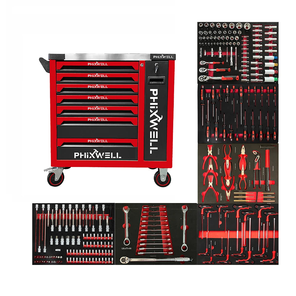 Hot-selling heavy-duty metal iron 7-drawer wheeled tool cart tool cabinet with tools