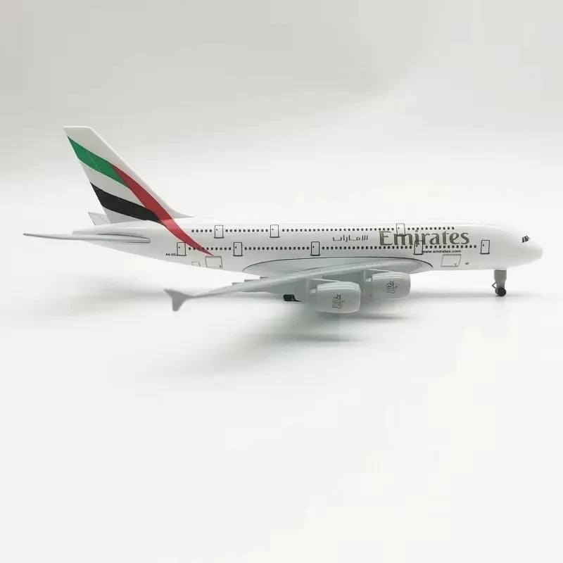 20CM A380 Emirates Airline 1:400 Airbus Alloy Aircraft Model Die-cast Airplane Model with Wheel Stand Collectible Display Model