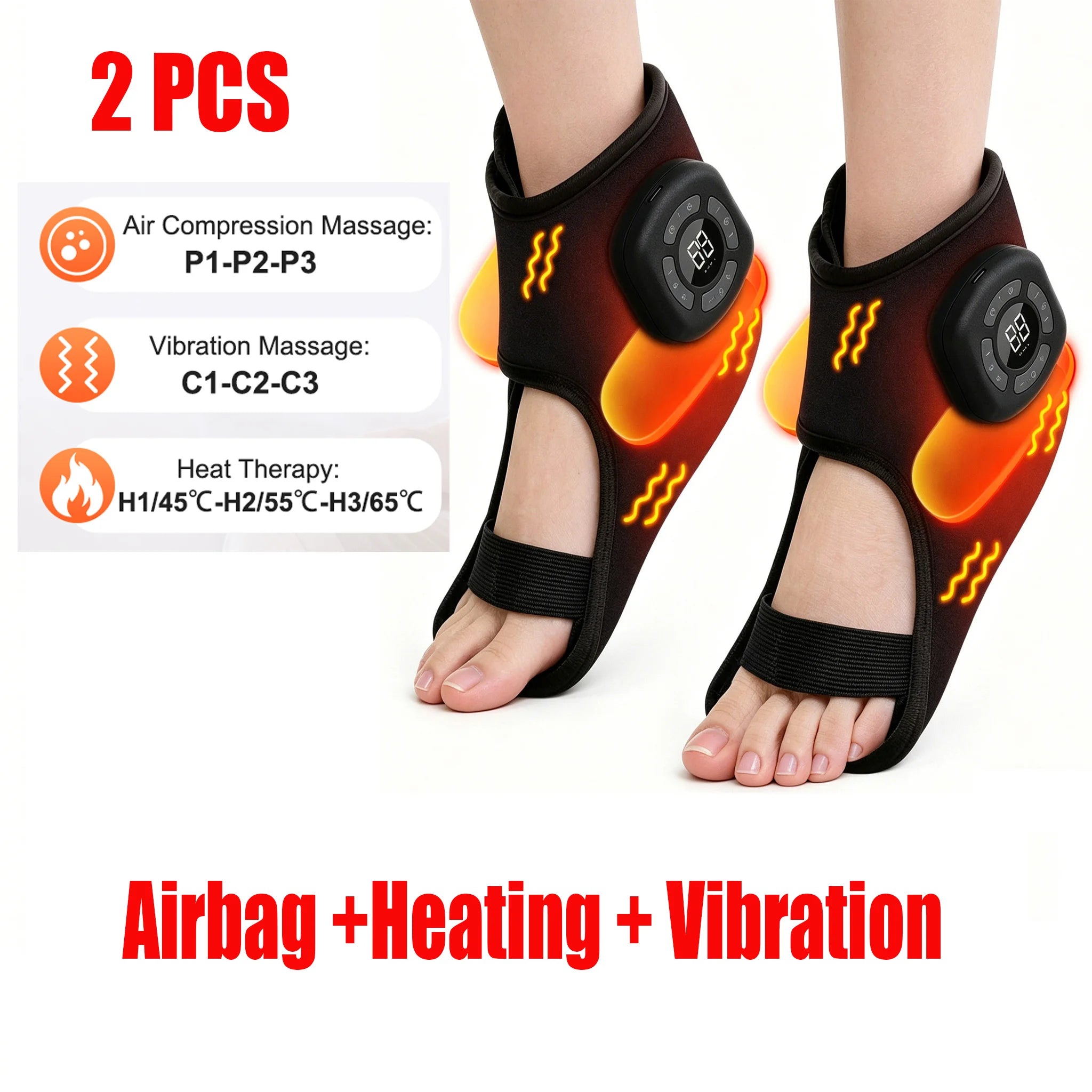 Wireless Air Pressure Ankle Massager Electric Heating Vibration Massage Airbag Compression Foot Ankle Muscle Relaxation Care