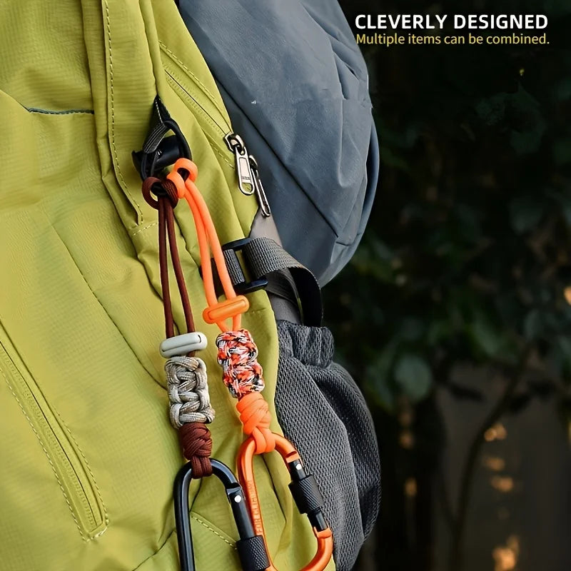 1PC Outdoor Water Bottle Holder Paracord Hook Hiking Backpack Cup Carrier Hand Woven Lanyard Carabiner Accessory Camping Gear