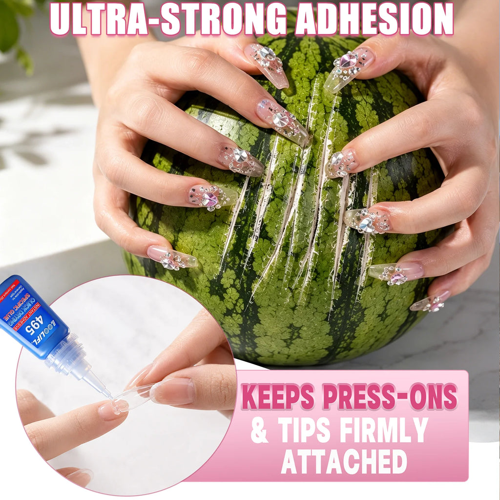 LOOLIFL nail super glue extra strong Fast Drying Nail Rhinestone Glue Nail Glue 3D Shaping DIY Decoration Gem Glue Nail Supplies