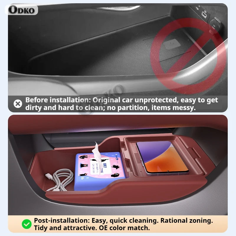For Envision Plus Silicone Storage Box  Center Console under Layer Modification Special Car Interior Accessories Organizer