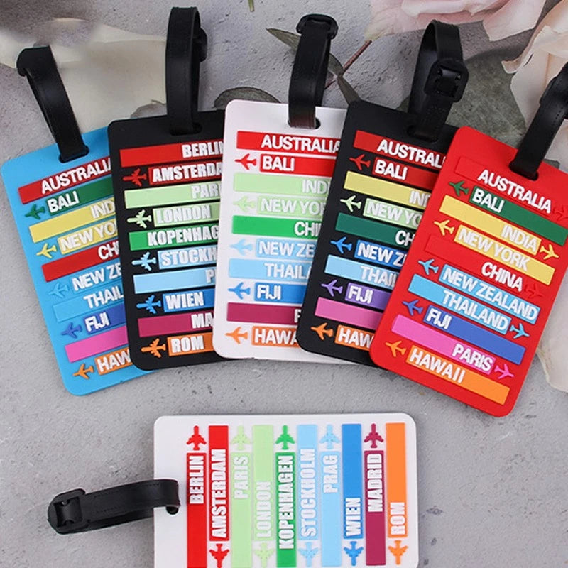 New Letter Print PVC Travel Luggage Tag Women Men  Boarding Pass Luggage Tags Suitcase Tags Name ID Address Lable Luggage Label