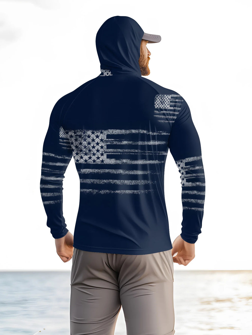 Men's Fishing Hooded Long-Sleeved Camouflage Sunscreen Breathable Anti-UV Lightweight Sweat-Resistant Fishing Shirt