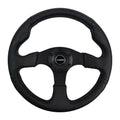 TIYPEOR 330mm PVC Leather Black Classic Steering Wheel 40mm Falt Drift Simulation Steering Wheel for Racing Game